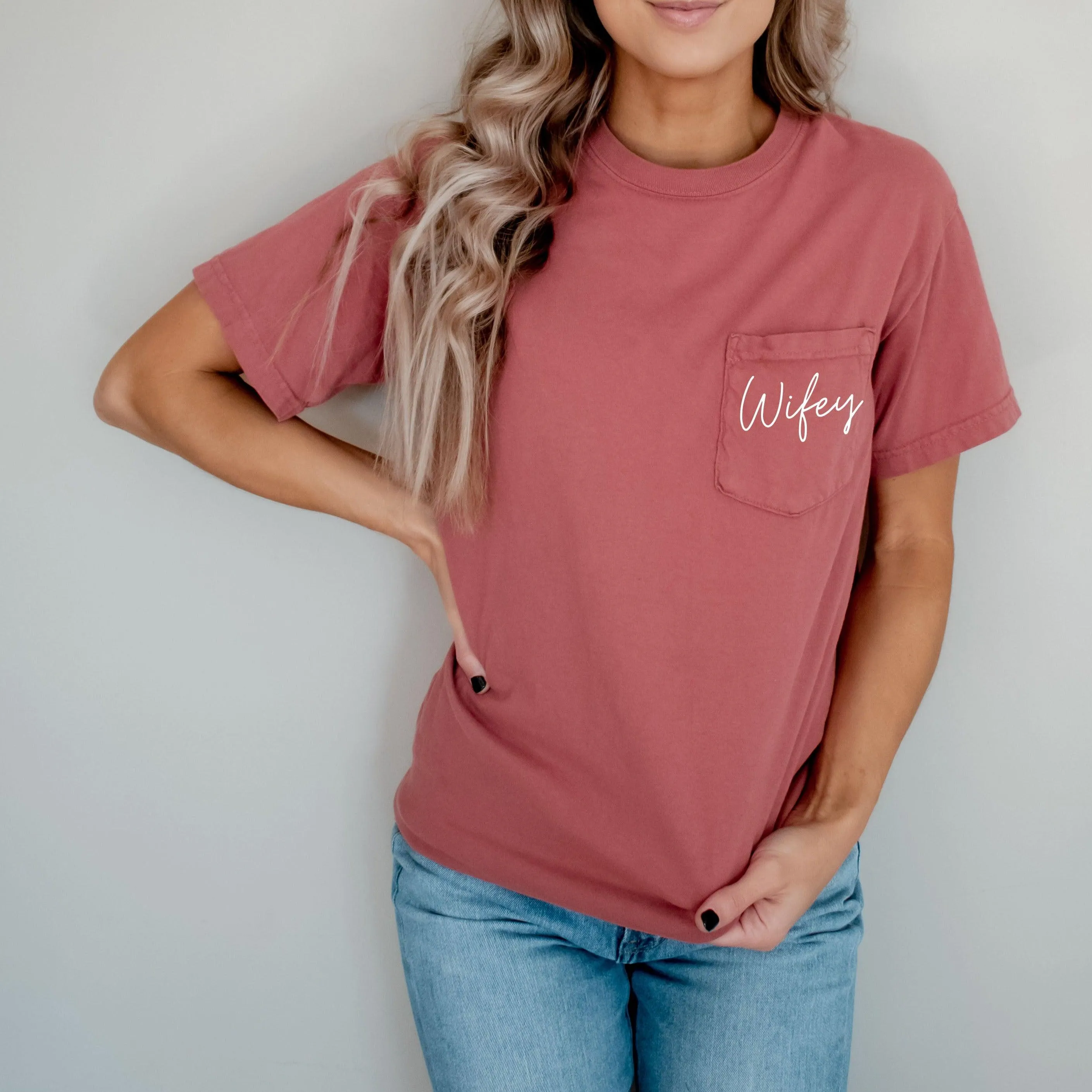 Wifey Bride Comfort Colors Pocket T Shirt