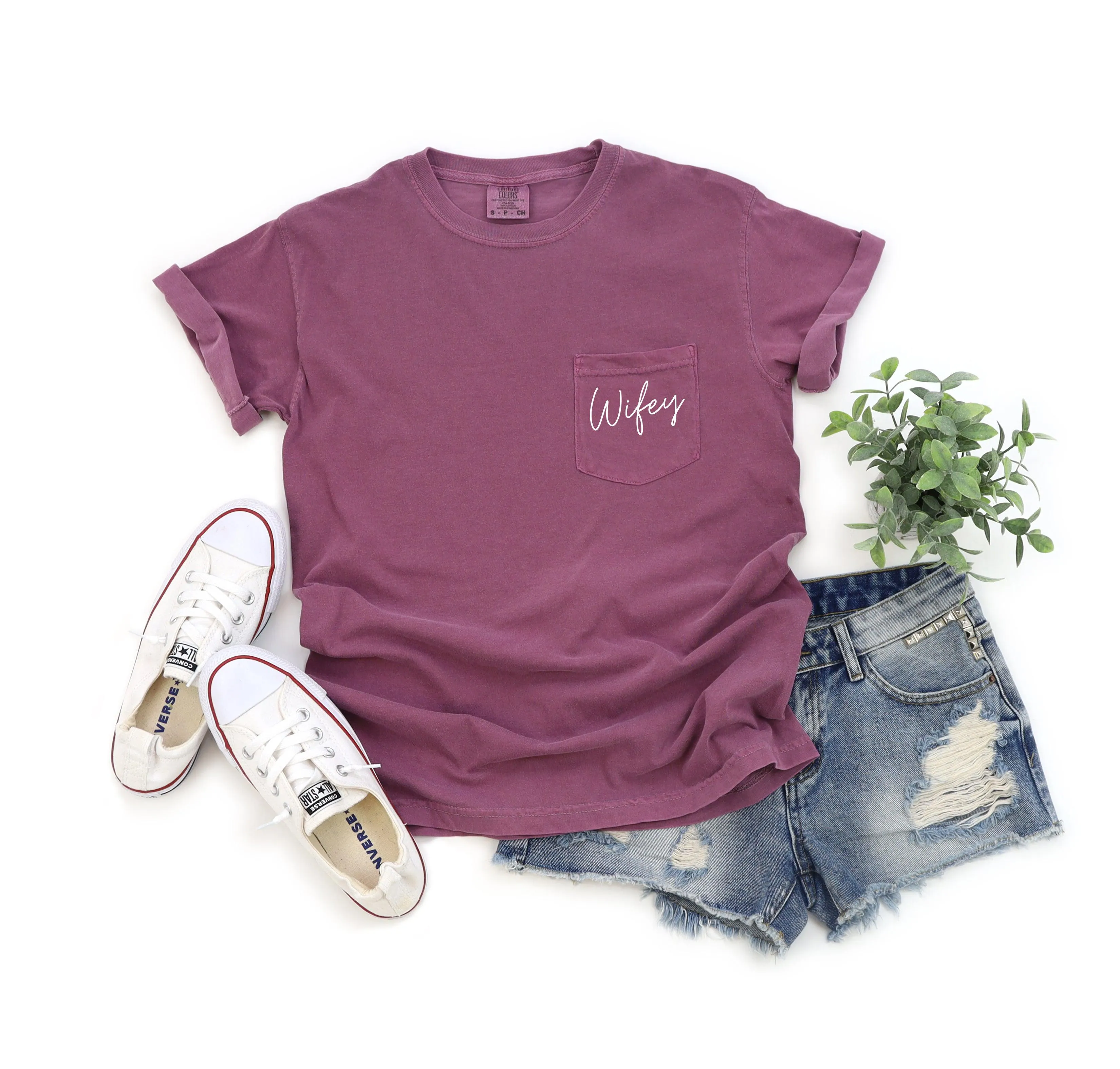 Wifey Bride Comfort Colors Pocket T Shirt