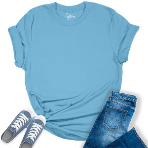 Womens Ocean Blue T Shirts Premium Casual Short Sleeve Shirts Oversized Tops