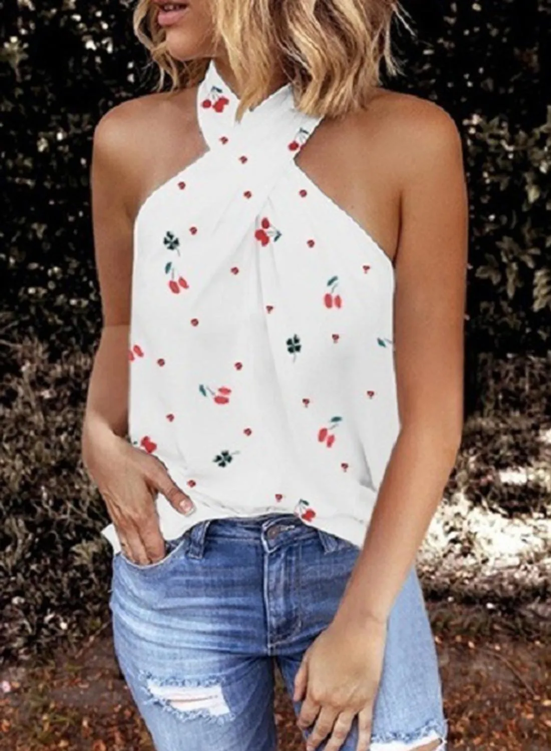 Women's T-shirts Halter Cold Shoulder T-shirts