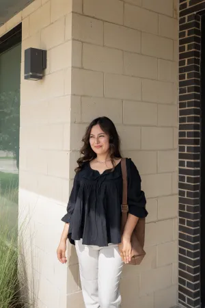 ZESICA Casual Tie Front Ruffle Tiered Loose Tunic Shirts